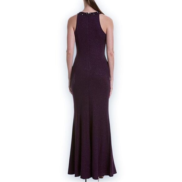 R & M Richards Nightway Glitter-Knit Gown, Size 4 Mulberry - Picture 16 of 16
